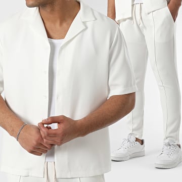 Uniplay - Conjunto blanco de camisa de manga corta y pantalón