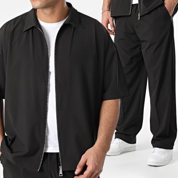 Classic Series - Ensemble Chemise Manches Courtes Zippée Et Pantalon Noir