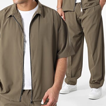 Uniplay - Ensemble Chemise Manches Courtes Zippée Et Pantalon Vert Kaki