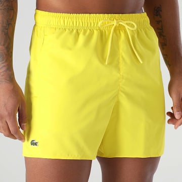Lacoste - Short De Bain Logo Brodé Crocodile Jaune