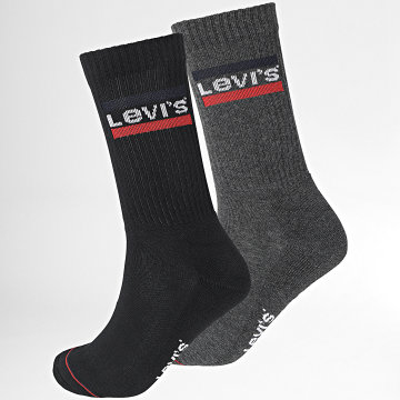 Levi's - Lot De 2 Paires De Chaussettes 901012001 Noir Gris Anthracite Chiné