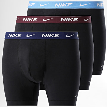 Nike - Lot De 3 Boxers KE1007 Noir Bleu Clair Bleu Marine Bordeaux
