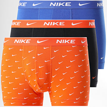 Nike - Set di 3 boxer KE1008 Nero Arancione Blu Reale