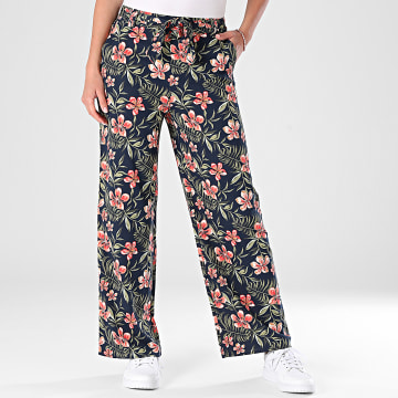 Only - Pantalon Femme Nova Life Bleu Marine Rose Vert Floral
