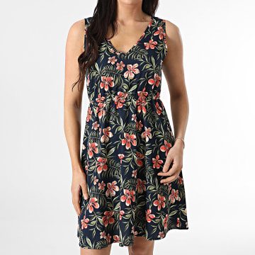 Only - Nova Life Vrouwen Mouwloze Jurk Marine Roze Groen Bloemen