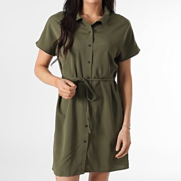 Only - Nova Life Elite Vrouwen Jurk Korte Mouw Khaki Groen