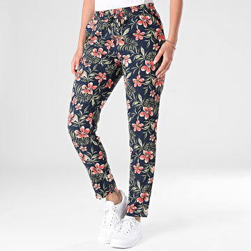 Only - Pantalon Femme Nova Life Bleu Marine Rose Vert Floral