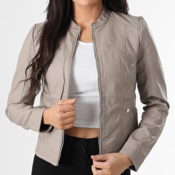 Vero Moda - Favodona Chaqueta de piel sintética para mujer Gris