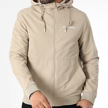 Jack And Jones - Veste Zippée Capuche Rush Beige Foncé