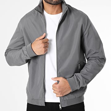 Jack And Jones - Veste Zippée Rush Harrington Gris Anthracite