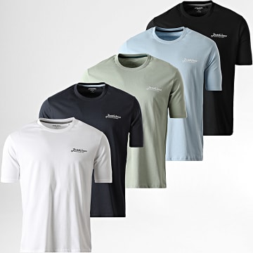 Jack And Jones - Lote de 5 Camisetas Beau Frontprint Negro Blanco Azul Marino Verde