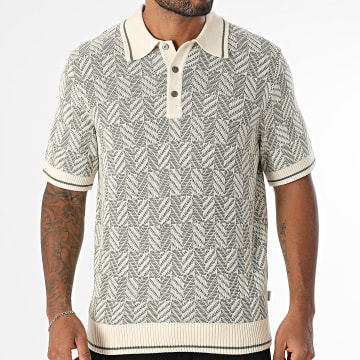 Jack And Jones - Polo Manches Courtes Lucody Structure Beige Vert Kaki