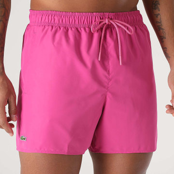 Lacoste - Short De Bain Logo Brodé Crocodile Rose