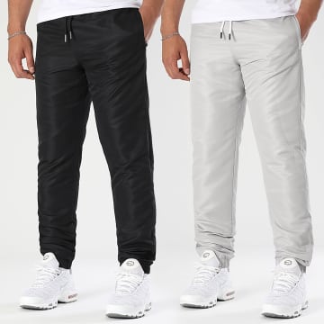 LBO - Lot De 2 Pantalons Jogging Diamant 0394 Noir Gris Clair