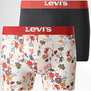 Levi's - Lot De 2 Boxers 701232218 Bleu Marine Beige Rouge Brique Floral
