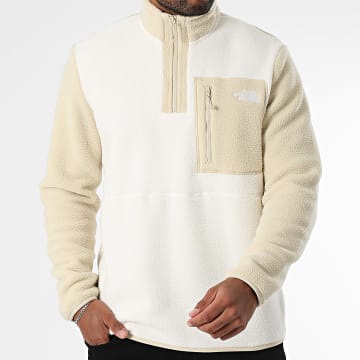The North Face - Yumiori A883S Blanco Beige Sudadera con cuello de cremallera de lana