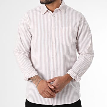 Tiffosi - Martin Stripe Shirt Lange Mouw 10060177 Wit Roze