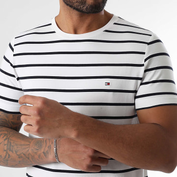Tommy Hilfiger - Tee Shirt A Rayures Slim Stretch 0800 Blanc Noir