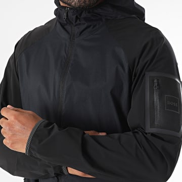 BOSS - Cortavientos con capucha Eilat 50535398 Azul Marino Negro