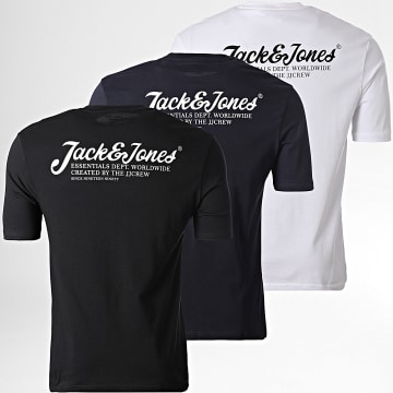 Jack And Jones - Lote de 3 camisetas Beau White Black Navy