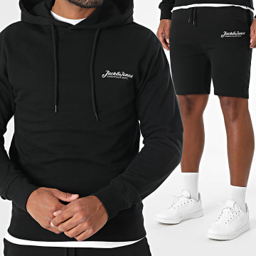 Jack And Jones - Tee Shirt Sweat Hoodie And Jogging Shorts Beau White Black Set