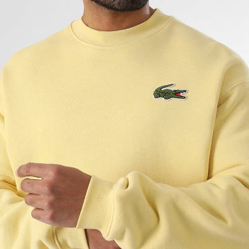 Lacoste - Sweat Crewneck Loose Fit Logo Brodé Crocodile Jaune