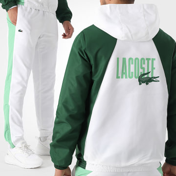 Lacoste - Ensemble De Survetement Logo Crocodile Blanc Vert Clair Vert Bouteille