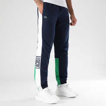 Lacoste - Azul Marino Blanco Verde Cocodrilo Logotipo Rayas Pantalón Jogging