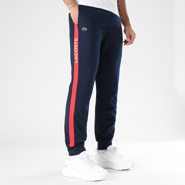Lacoste - Azul Marino Rojo Cocodrilo Logo Rayas Pantalón Jogging