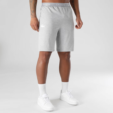 Lacoste - Short Jogging Logo Crocodile Gris Chiné