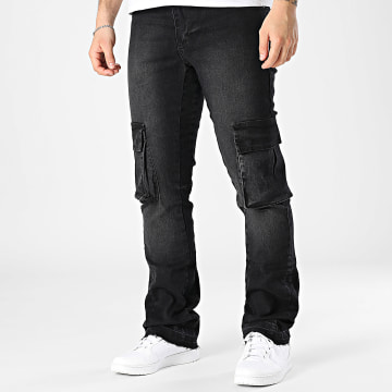 Zelys Paris - Pantalón Cargo Jean Flare Negro