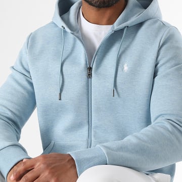 Polo Ralph Lauren - Sweat Zippé Capuche Original Player Bleu Clair Chiné
