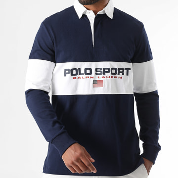 Polo Ralph Lauren - Polo Langarm Classic Fit Polo Sport Marineblau Weiß