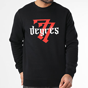 77 DEGRÉS - Sudadera con logo y cuello redondo Negro