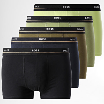 BOSS - Lot De 5 Boxers 50531660 Vert Noir Vert Clair Bleu Marine Vert Kaki