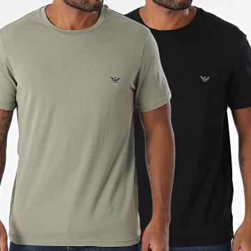 Emporio Armani - Juego De 2 Camisetas EM000391-AF10776 Negro Caqui Claro Verde