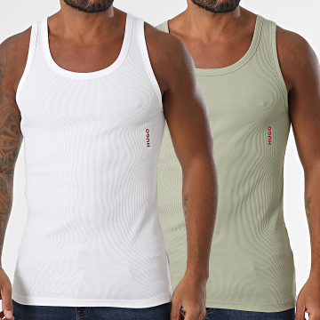 HUGO - Lote de 2 camisetas de tirantes 50469778 Blanco Verde Caqui