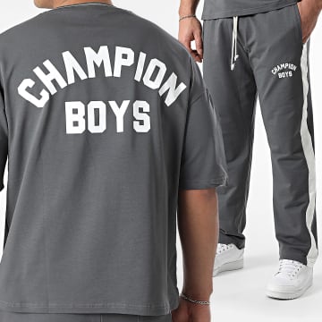 Ikao - Ensemble Tee Shirt Oversize Et Pantalon Jogging Gris Anthracite