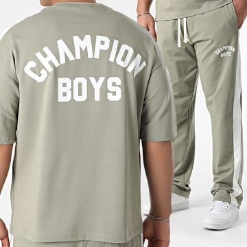 Ikao - Ensemble Tee Shirt Oversize Et Pantalon Jogging Vert Kaki Clair