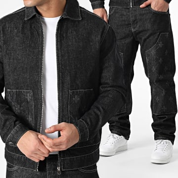 KZR - Ensemble Veste Zippée Jean Et Jean Regular Noir