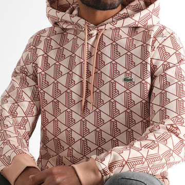 Lacoste - Sweat Capuche Logo Brodé Crocodile The Blend Classic Fit Rouge Brique
