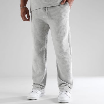 LBO - 3768 Broek met gestructureerde wijde pijpen Lichtgrijs