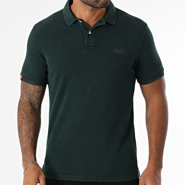 Superdry - Polo Manches Courtes Vint Destroy M1110439A Vert Bouteille