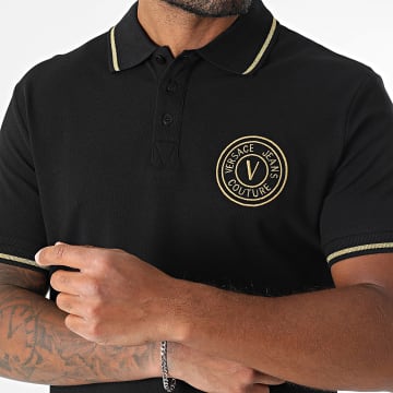 Versace Jeans Couture - Polo a manica corta con ricamo Vemblem 78GAGT00-CJ01T Nero Oro