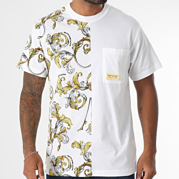 Versace Jeans Couture - Barocco Outline 78GAH609-JS458 Maglietta tascabile rinascimentale in oro bianco
