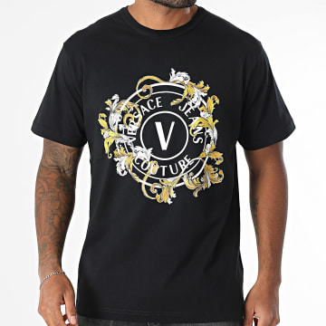 Versace Jeans Couture - Maglietta Vembleme Baroque 78GAHC01-CJ01C Nero Giallo Bianco