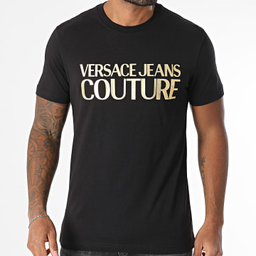 Versace Jeans Couture - Maglietta Logo Institut 78GAHT05-CJ00T Nero Oro