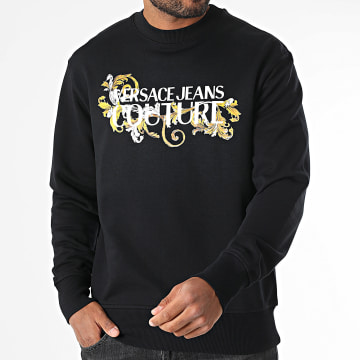 Versace Jeans Couture - Felpa girocollo con logo barocco 78GAIC06-CF00C Nero Giallo Bianco
