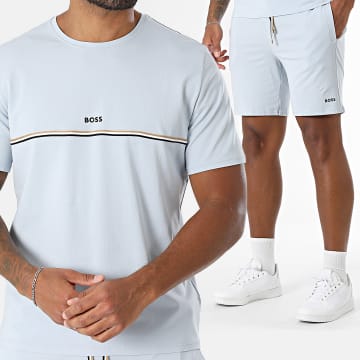 BOSS - Ensemble Tee Shirt Et Short Jogging Unique 50515395 50515394 Bleu Clair