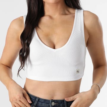 Calvin Klein - Crop Top Col V Femme 5308 Blanc